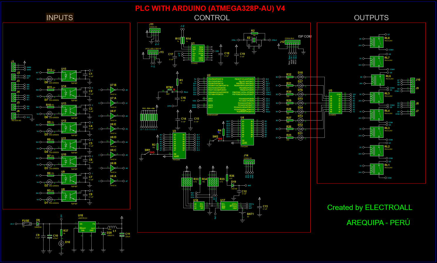PLC con ARDUINO (ATmega 328p) V4.1